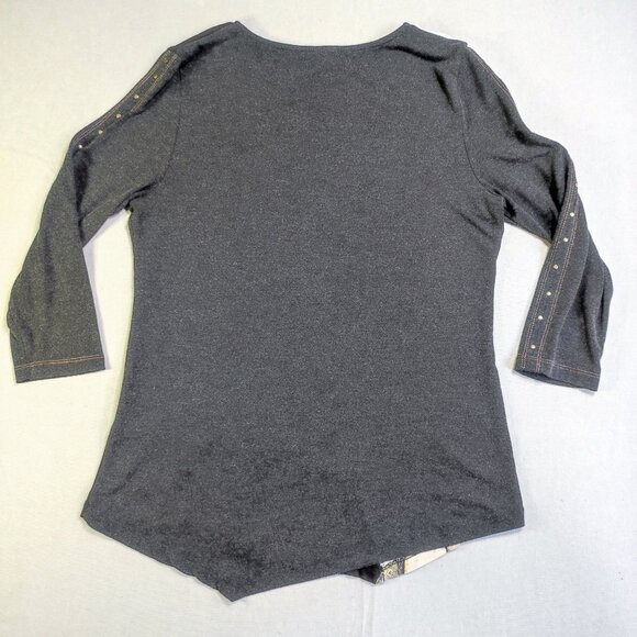 Simply Art by Dolcezza blouse women's size M black with graphic design - Picture 3 of 8